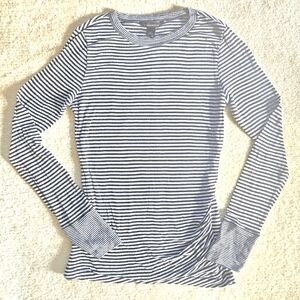 Banana Republic Black Striped Long Sleeve Top